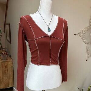 Sadie & Sage Long Sleeve Terracotta Long sleeve Cropped Baby T